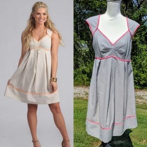 London Times Seersucker Retro Babydoll Dress